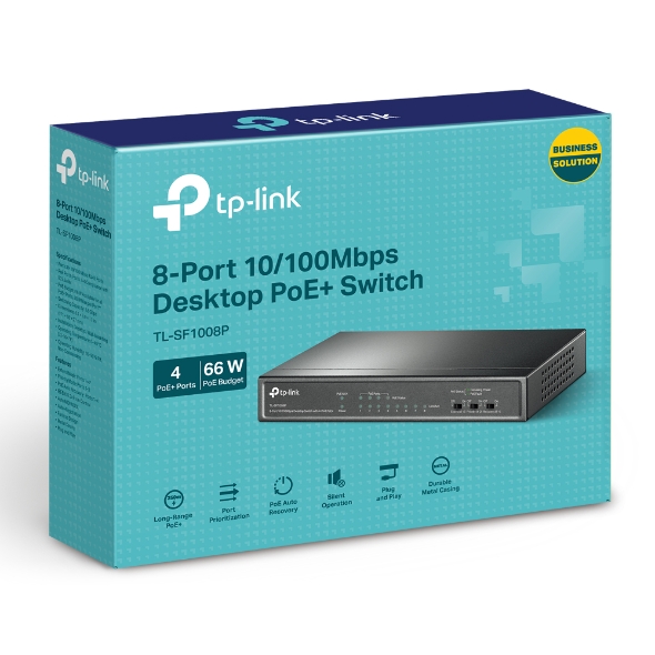 TP-LINK TL-SF1008P — 8-Port 10/100 Mbps Desktop PoE Switch