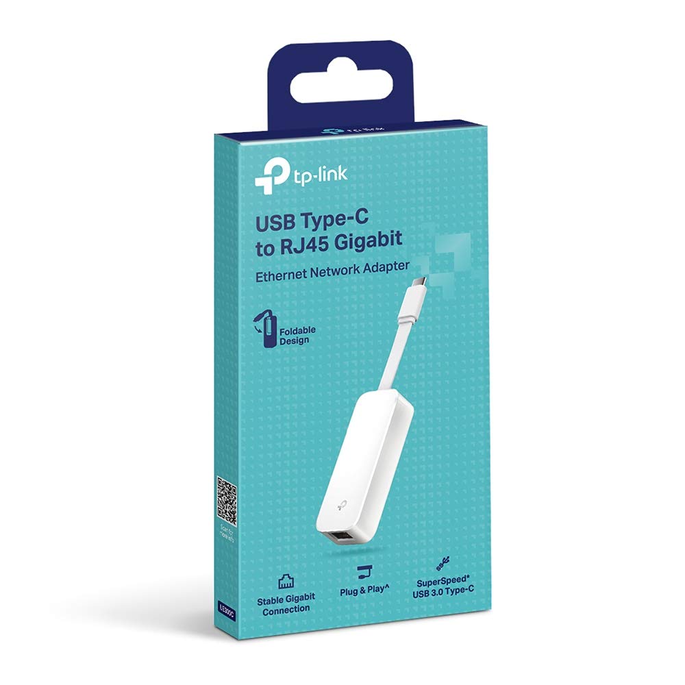 TP-Link UE300C USB Type-C to RJ45 Gigabit Ethernet Network Adapter/RJ45 LAN Wired Adapter for Ultrabook, Chromebook, Laptop, Desktop, Plug & Play, USB 3.0, Foldable and Portable Design