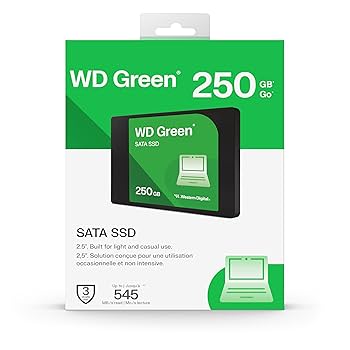 Western Digital WD Green SATA 250GB (S250), Up to 545MB/s, 2.5 Inch/7 mm, 3Y Warranty, Internal Solid State Drive (SSD) (WDS250G5G0A-00CPT0)