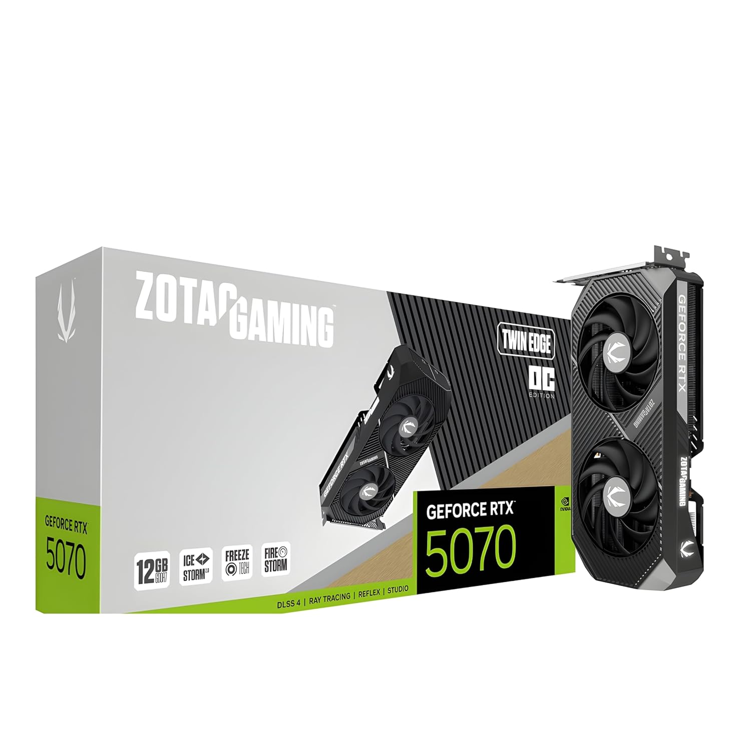 ZOTAC Gaming GeForce RTX 5070 Twin Edge OC Graphics Card - Black | 12 GB | GDDR7 | Dual Fan | SFF Ready | IceStorm 2.0 Advanced Cooling | ZT-B50700H-10P | Only Graphics Card with 5 Year Warranty